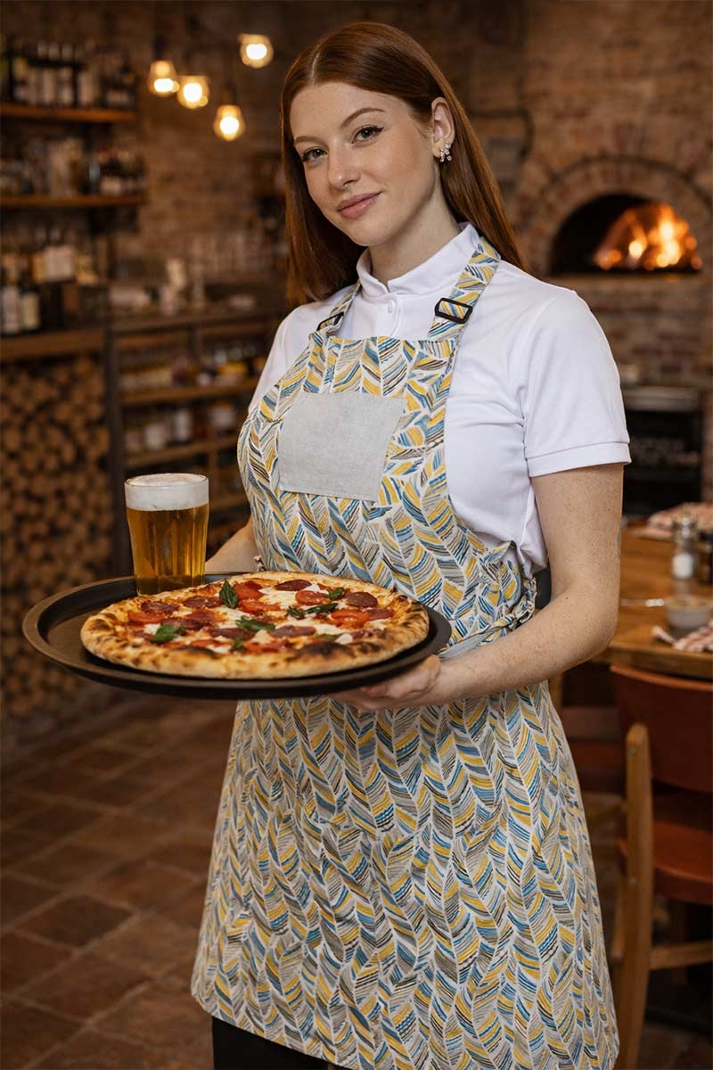 Professional unisex wheat-pattern uniform for pizzerias