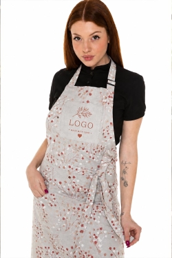 grembiule floreale personalizzato con ricamo logo