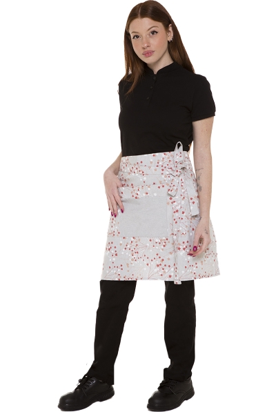 Professionelle kurze rosa Unisex-Bistroschürze mit Blumenmuster