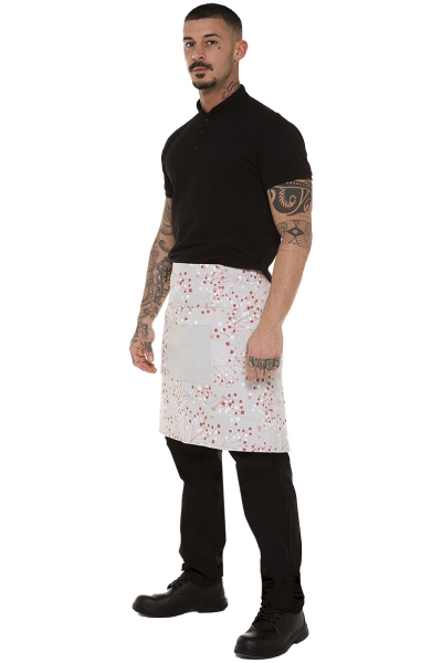 Professional unisex pink floral short waist apron 2