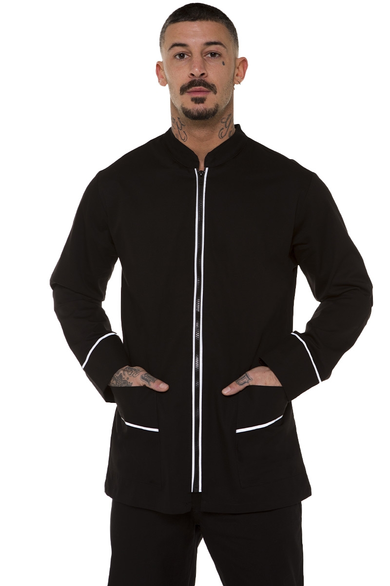 Professional barber shop tunic with zip