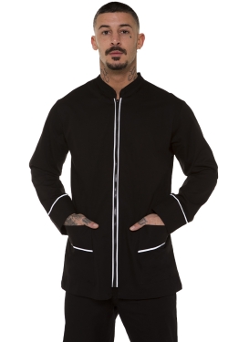 Professional barber shop tunic with zip