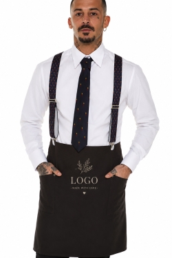 Kurze Bistroschürze mit elastischen Trägern und personalisierter Logostickerei