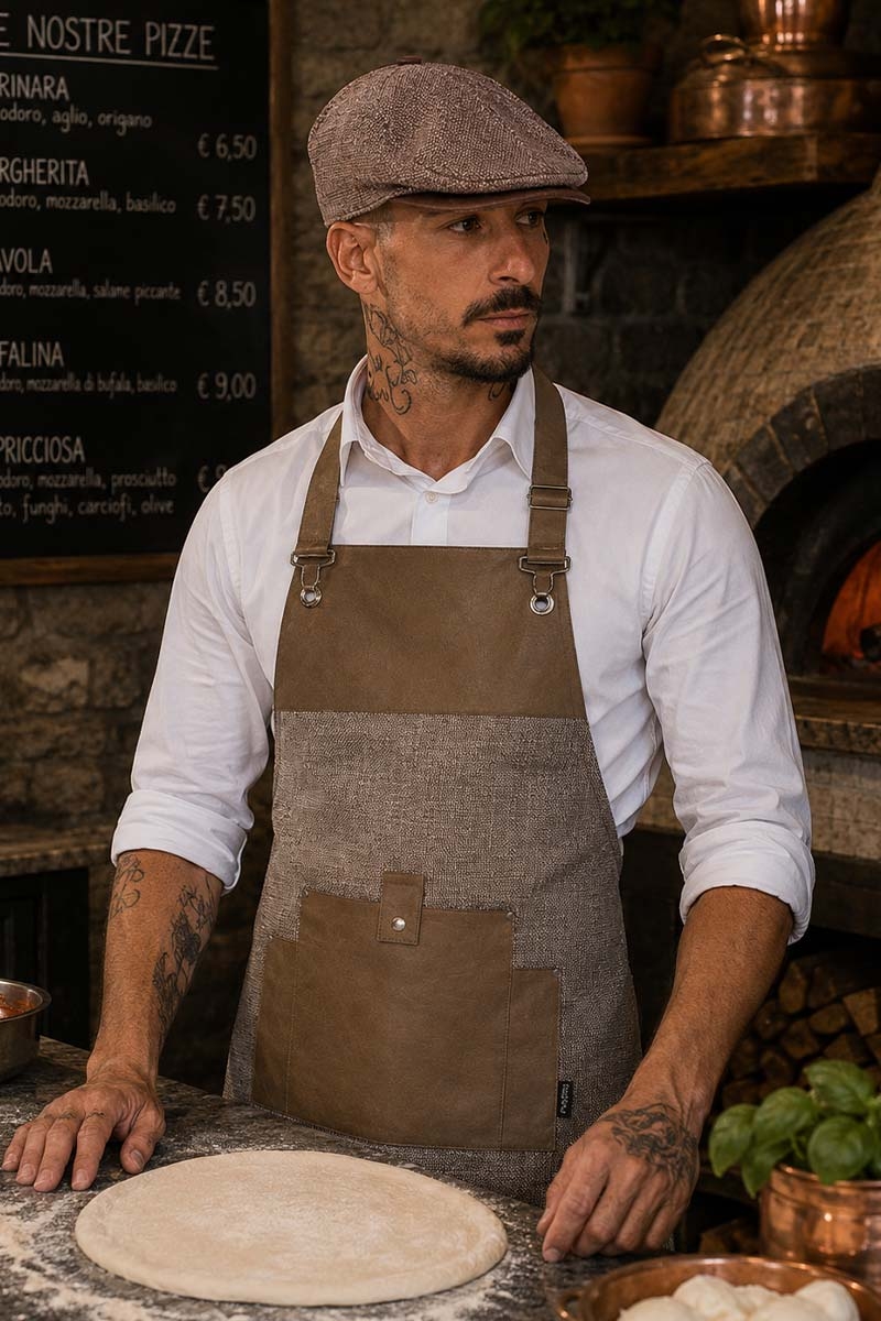 Professionelle Pizzabäckerbekleidung mit Schiebermütze
