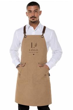 Beige Schürze mit personalisierter Logostickerei