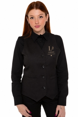 chaleco negro de mujer personalizado con logotipo bordado