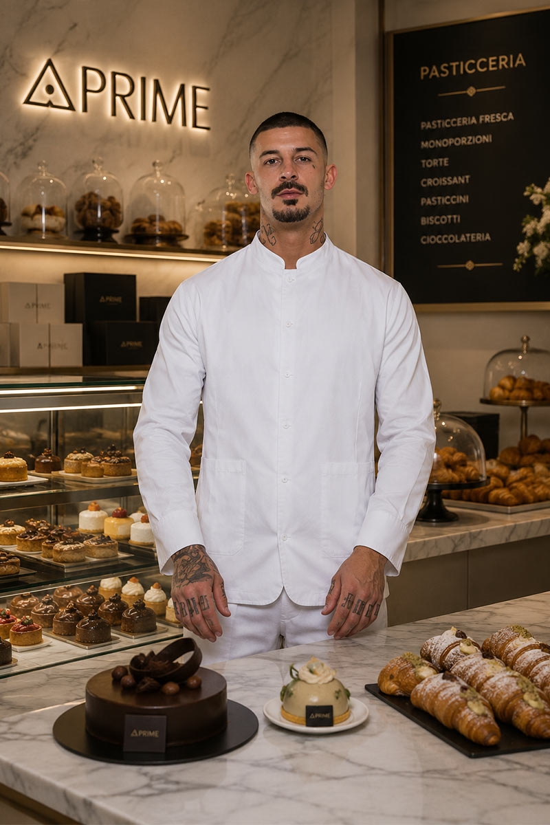 camicia pasticciere elegante per locale gourmet