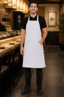 Tablier professionnel avec détails floraux pour restaurant de sushis