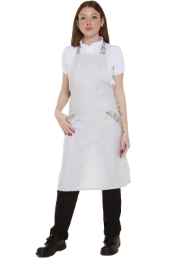 Side view of the neutral apron with wheat-pattern details