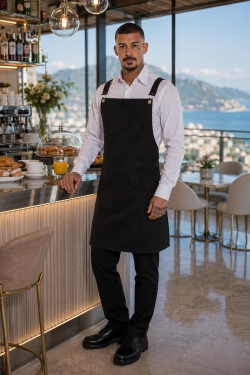 delantal de pana negra para lounge bar