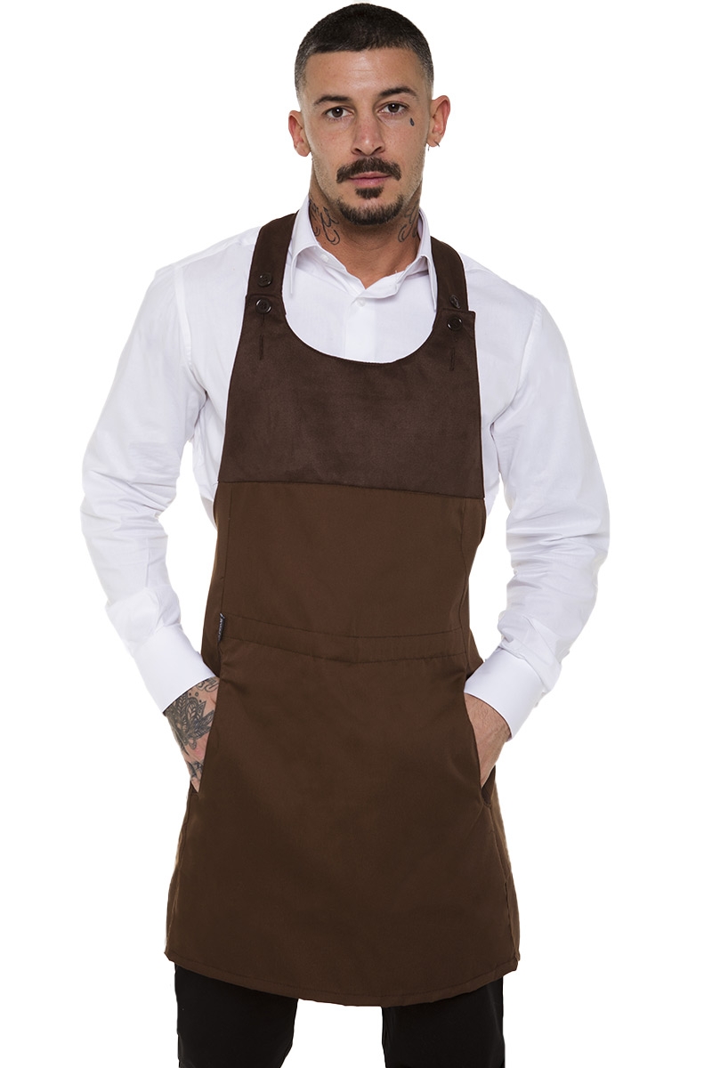 Suede upper detail on the brown apron