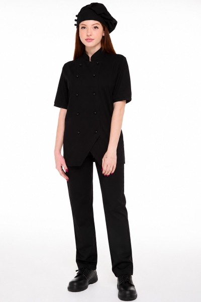 giacca chef leggera nera in cotone piquet 2