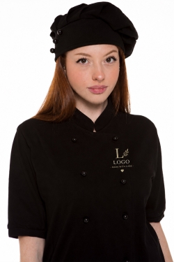Black chef jacket personalised with an embroidered logo