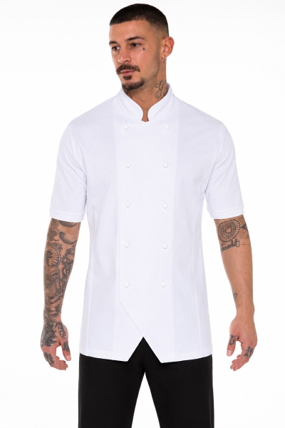 giacca chef leggera bianca in cotone piquet