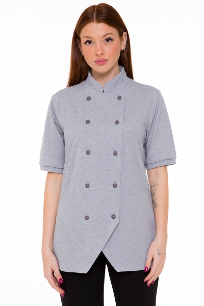 giacca chef leggera grigia in cotone piquet 2