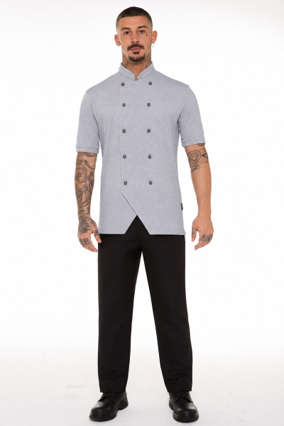 giacca chef leggera grigia in cotone piquet