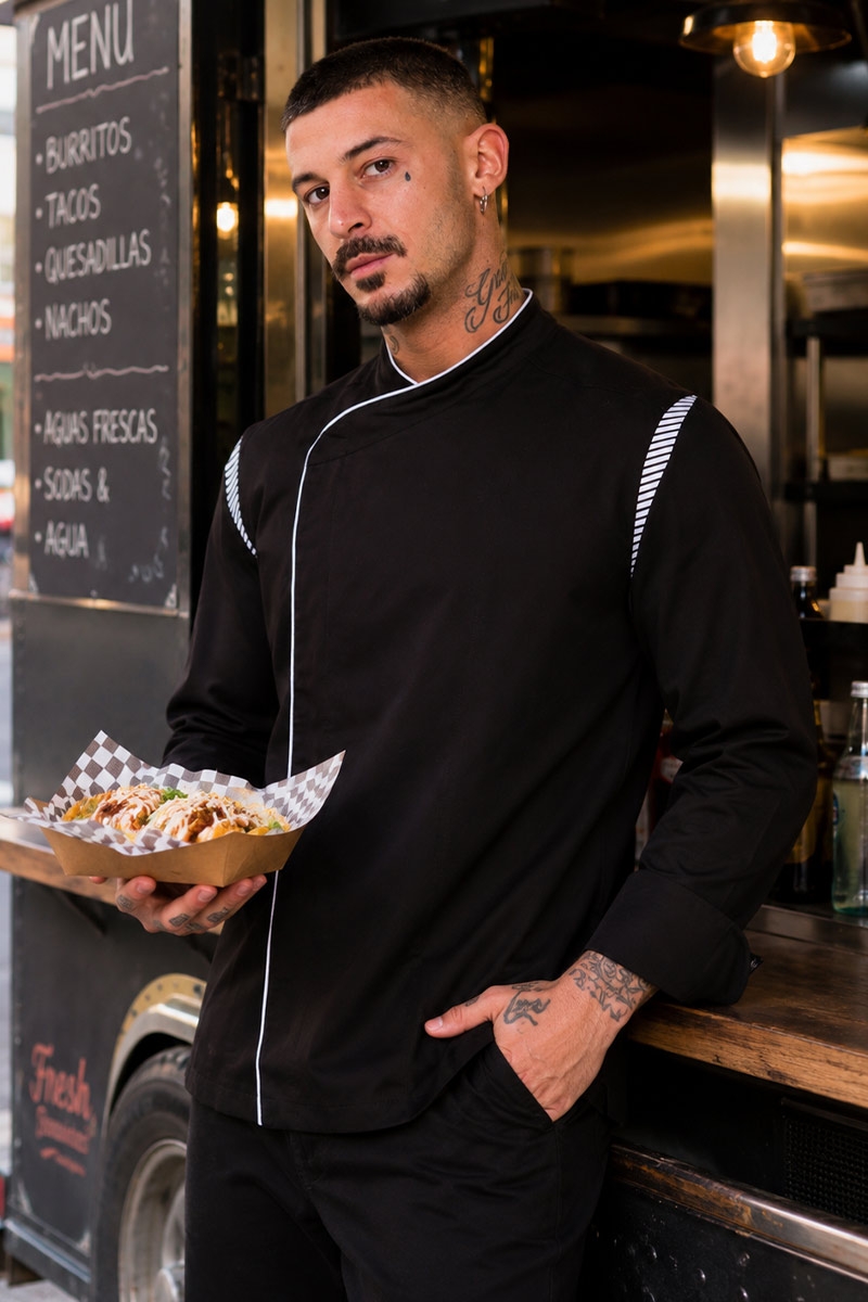 Black professional jacket for food trucks