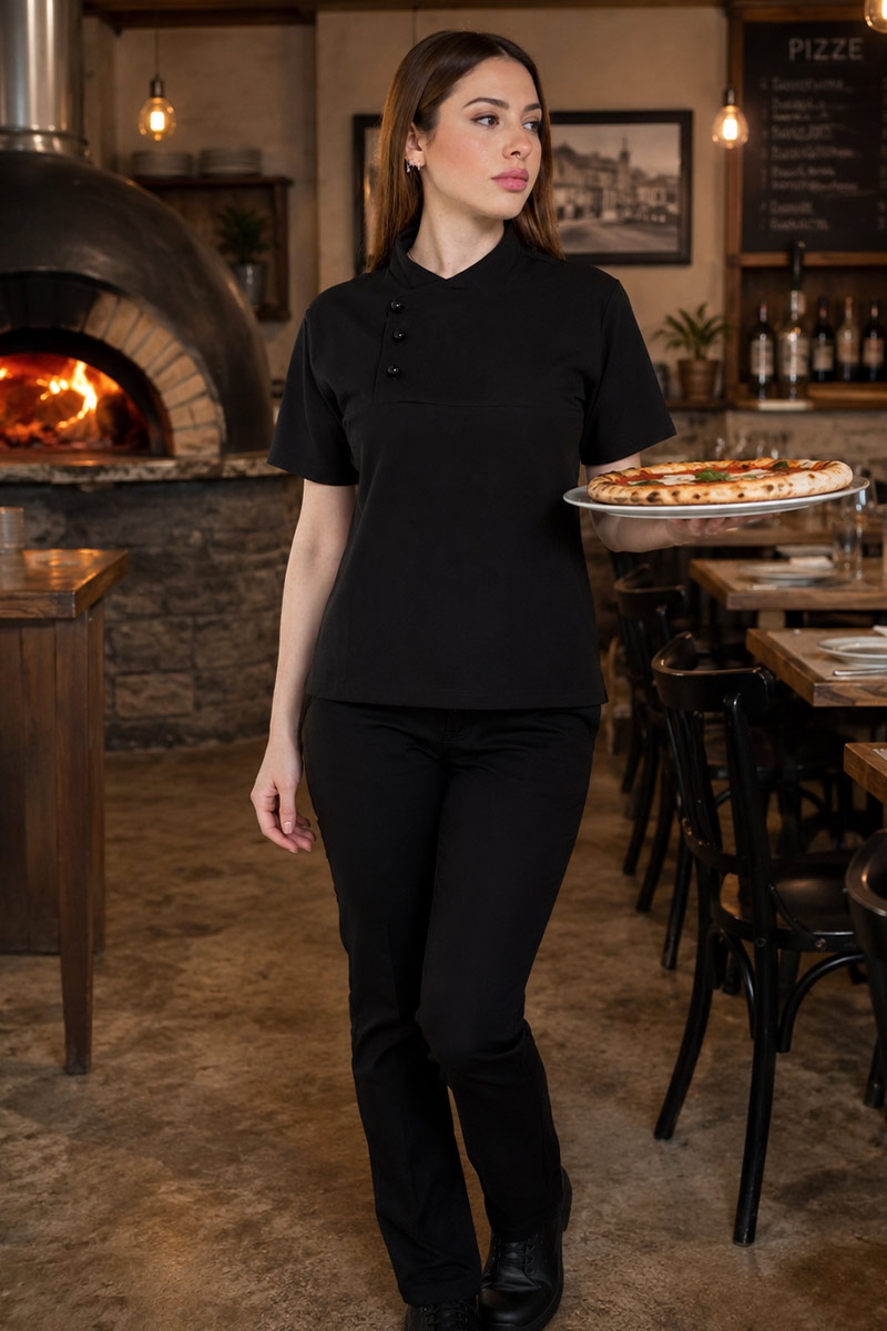 polo da chef nera per pizzeria