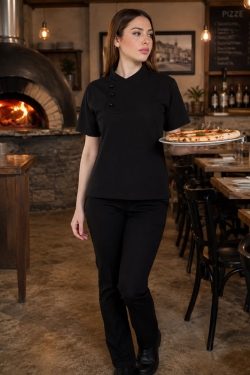 Black chef polo shirt for pizzerias