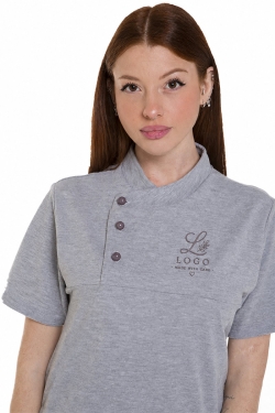 Professionelles graues Kochpolo mit personalisiertem aufgesticktem Logo
