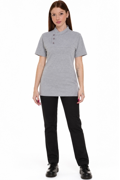 polo profesional gris con botones de chef 2