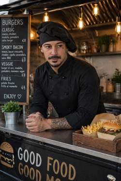 cappello nero per staff food truck
