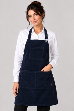 grembiule in velluto navy con tasche