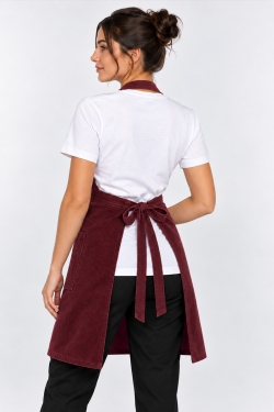 retro del grembiule in velluto bordeaux unisex