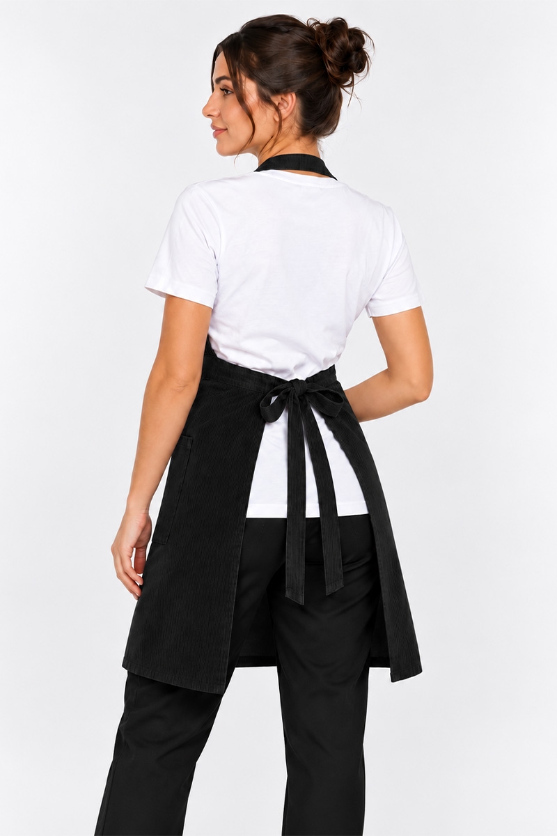 parte trasera del delantal de terciopelo negro unisex