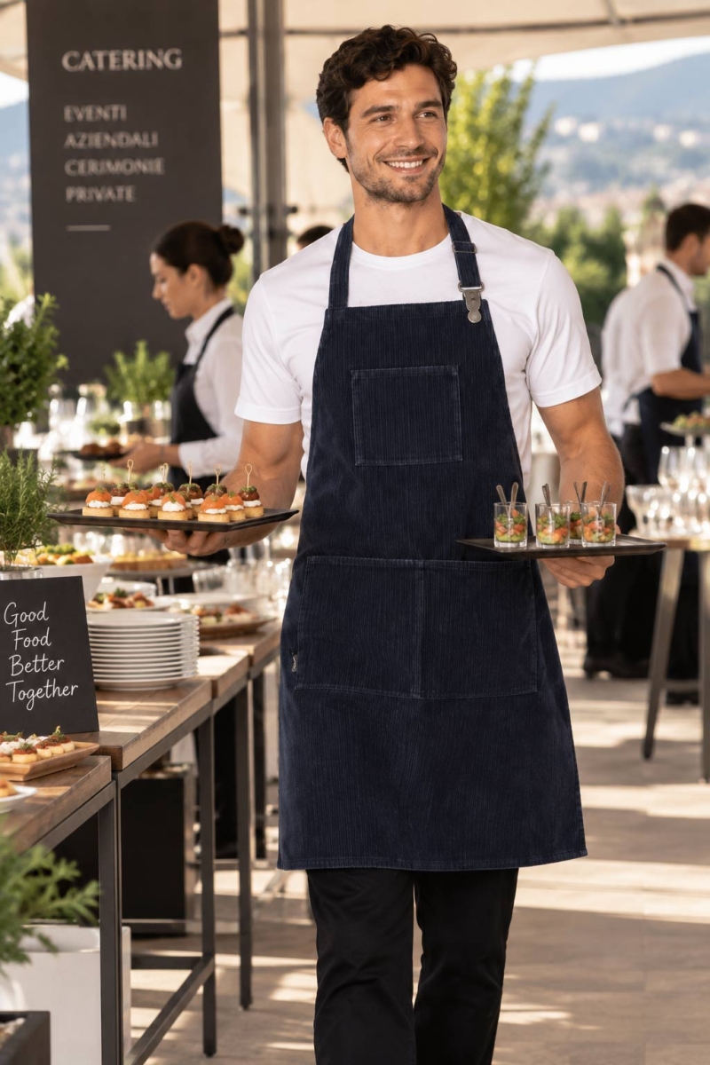 divisa catering velluto navy